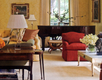 Piano from the side in her living room.