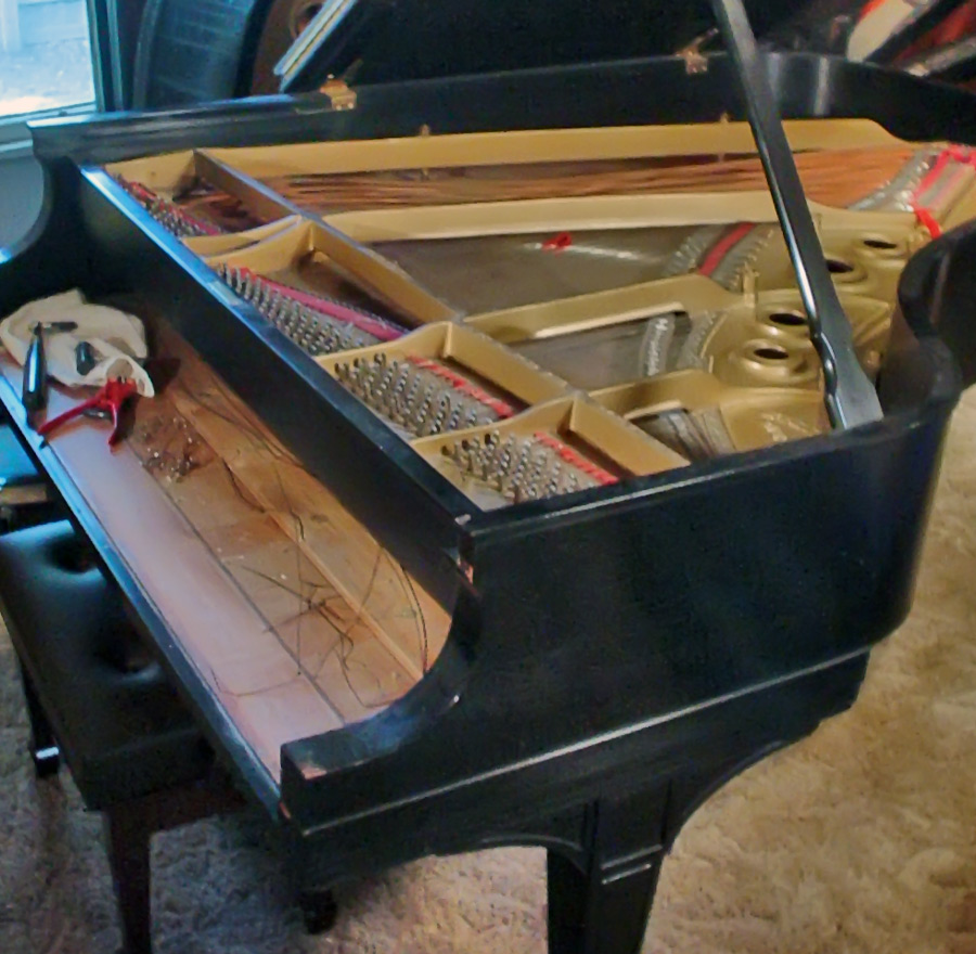 This piano is being taken apart to begin the rebuild.